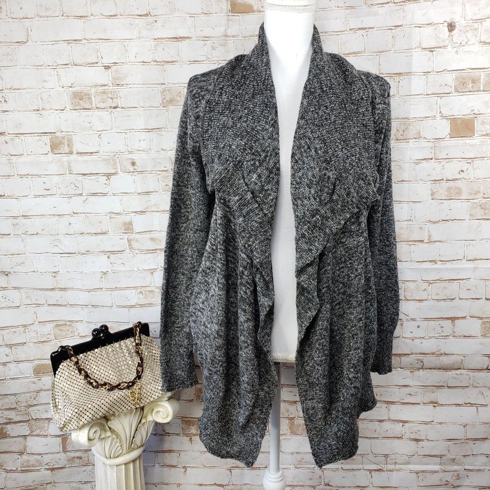 NWT SO M Gray Open Waterfall Cardigan Sweater